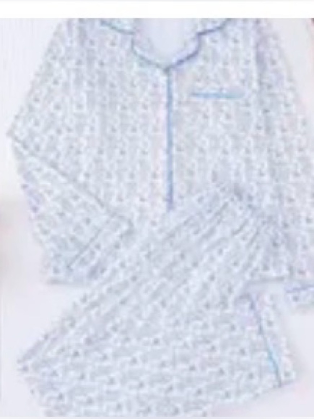 White Pajama Top with Lavender and Light Blue Monkey Print POLYESTER